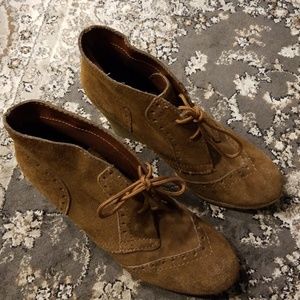 MIA Rust Suede Wallaby Wedge Booties 8